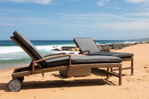 All weather outdoor Kikambala lounger with wheels.